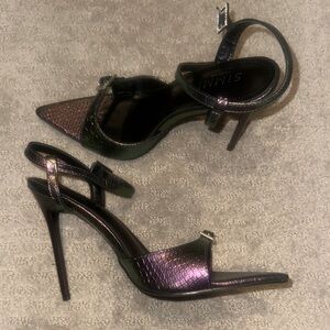 Black Iridescent Snake Print Heels